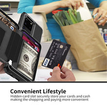 Load image into Gallery viewer, Zipper Wallet Card Bag PU Back Phone Case, For Samsung Galaxy S20, For Samsung Galaxy S20+, For Samsung Galaxy S20 Ultra, For Samsung Galaxy Note10