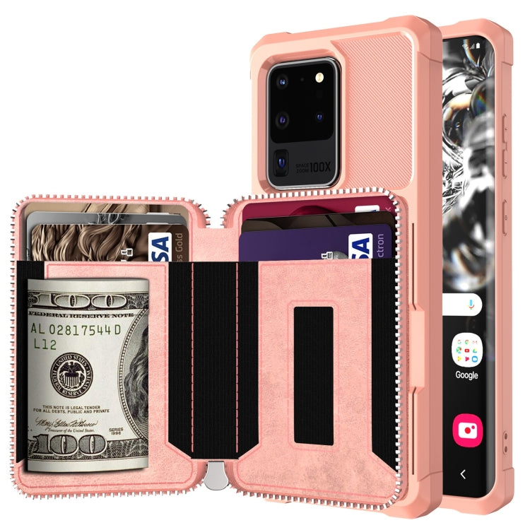 Zipper Wallet Card Bag PU Back Phone Case, For Samsung Galaxy S20, For Samsung Galaxy S20+, For Samsung Galaxy S20 Ultra, For Samsung Galaxy Note10, For Samsung Galaxy Note10+