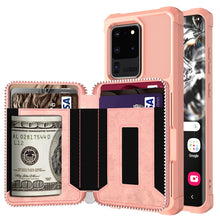 Load image into Gallery viewer, Zipper Wallet Card Bag PU Back Phone Case, For Samsung Galaxy S20, For Samsung Galaxy S20+, For Samsung Galaxy S20 Ultra, For Samsung Galaxy Note10, For Samsung Galaxy Note10+