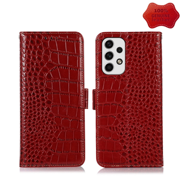 Crocodile Top Layer Cowhide Leather Phone Case, For Samsung Galaxy A23 4G, For Samsung Galaxy A33 5G, For Samsung Galaxy A53 5G, For Samsung Galaxy A73 5G