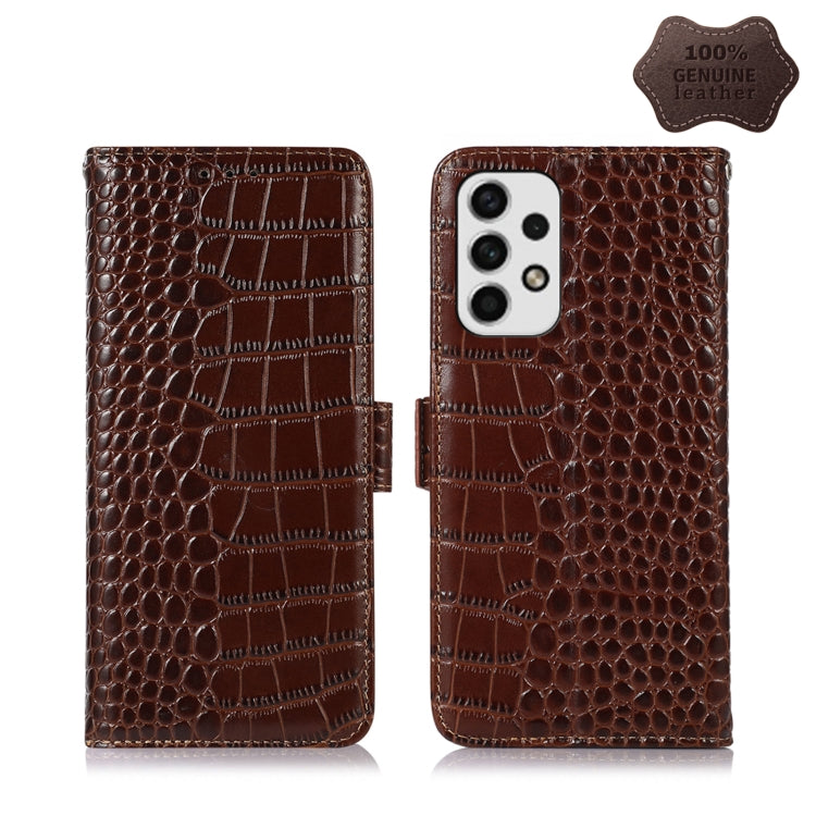 Crocodile Top Layer Cowhide Leather Phone Case, For Samsung Galaxy A23 4G, For Samsung Galaxy A33 5G, For Samsung Galaxy A53 5G, For Samsung Galaxy A73 5G