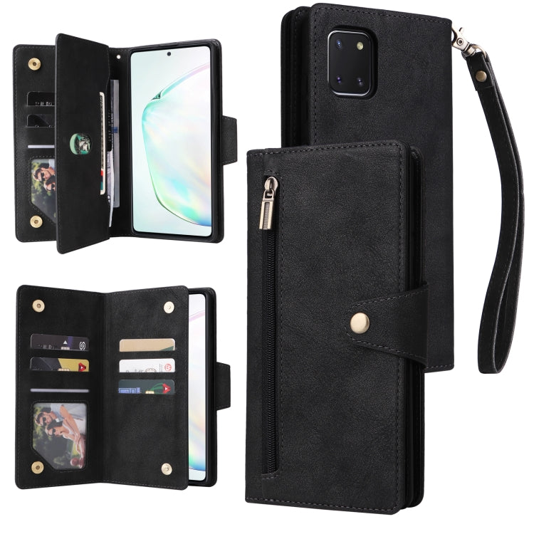 Rivet Buckle 9 Cards Three Fold Leather Phone Case, For Samsung Galaxy Note10 Lite, For Samsung Galaxy Note10+, For Samsung Galaxy Note20 Ultra, For Samsung Galaxy S8, For Samsung Galaxy S9, For Samsung Galaxy S9+, For Samsung Galaxy S10               ...
