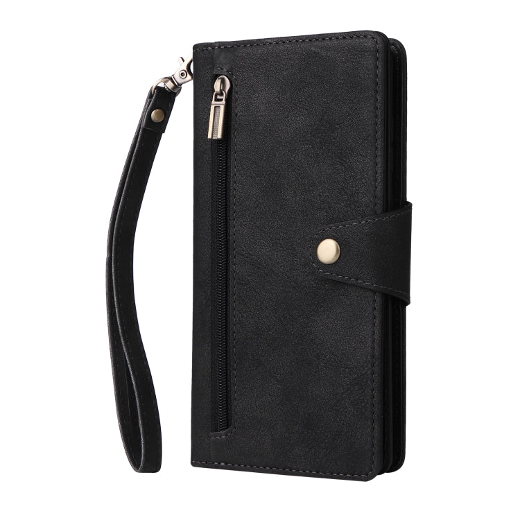 Rivet Buckle 9 Cards Three Fold Leather Phone Case, For Samsung Galaxy Note10 Lite, For Samsung Galaxy Note10+, For Samsung Galaxy Note20 Ultra, For Samsung Galaxy S8, For Samsung Galaxy S9, For Samsung Galaxy S9+, For Samsung Galaxy S10               ...