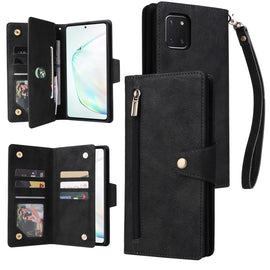 Rivet Buckle 9 Cards Three Fold Leather Phone Case, For Samsung Galaxy Note10 Lite, For Samsung Galaxy Note10+, For Samsung Galaxy Note20 Ultra, For Samsung Galaxy S8, For Samsung Galaxy S9, For Samsung Galaxy S9+, For Samsung Galaxy S10               ...