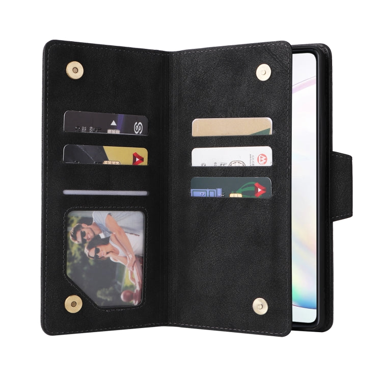 Rivet Buckle 9 Cards Three Fold Leather Phone Case, For Samsung Galaxy Note10 Lite, For Samsung Galaxy Note10+, For Samsung Galaxy Note20 Ultra, For Samsung Galaxy S8, For Samsung Galaxy S9, For Samsung Galaxy S9+, For Samsung Galaxy S10               ...