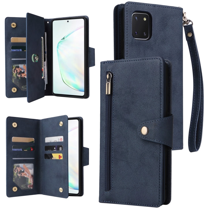 Rivet Buckle 9 Cards Three Fold Leather Phone Case, For Samsung Galaxy Note10 Lite, For Samsung Galaxy Note10+, For Samsung Galaxy Note20 Ultra, For Samsung Galaxy S8, For Samsung Galaxy S9, For Samsung Galaxy S9+, For Samsung Galaxy S10               ...