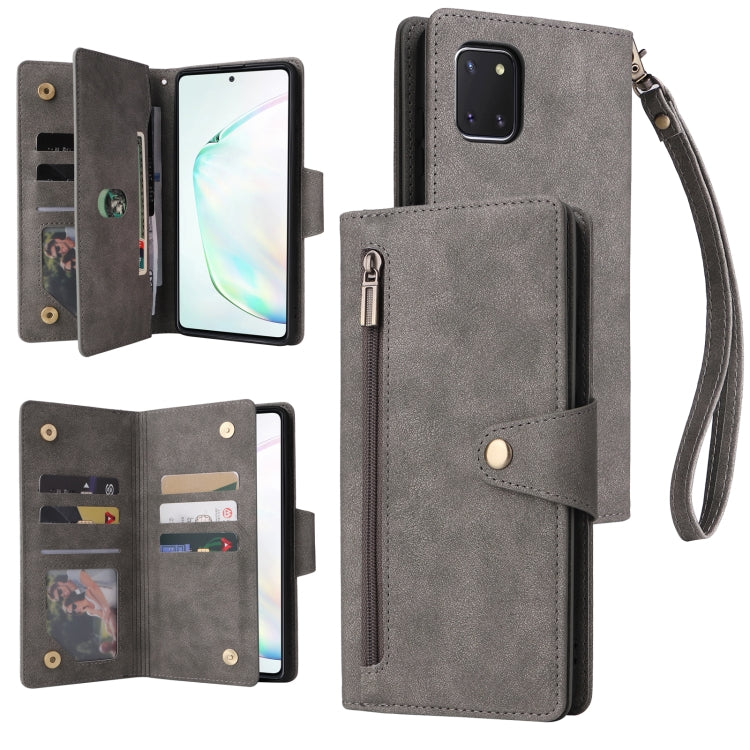Rivet Buckle 9 Cards Three Fold Leather Phone Case, For Samsung Galaxy Note10 Lite, For Samsung Galaxy Note10+, For Samsung Galaxy Note20 Ultra, For Samsung Galaxy S8, For Samsung Galaxy S9, For Samsung Galaxy S9+, For Samsung Galaxy S10               ...