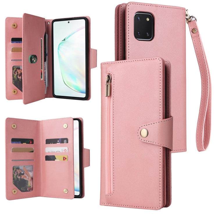 Rivet Buckle 9 Cards Three Fold Leather Phone Case, For Samsung Galaxy Note10 Lite, For Samsung Galaxy Note10+, For Samsung Galaxy Note20 Ultra, For Samsung Galaxy S8, For Samsung Galaxy S9, For Samsung Galaxy S9+, For Samsung Galaxy S10               ...