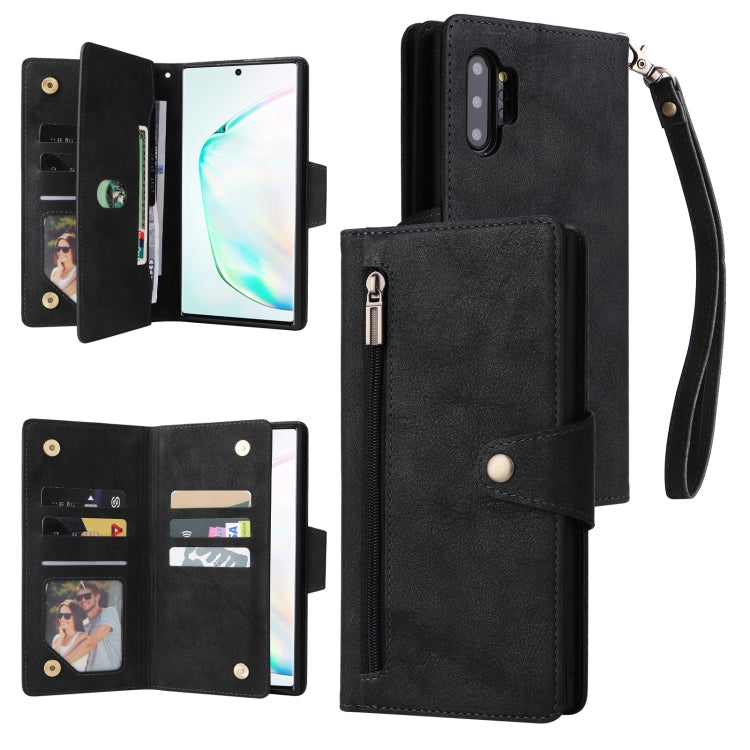 Rivet Buckle 9 Cards Three Fold Leather Phone Case, For Samsung Galaxy Note10 Lite, For Samsung Galaxy Note10+, For Samsung Galaxy Note20 Ultra, For Samsung Galaxy S8, For Samsung Galaxy S9, For Samsung Galaxy S9+, For Samsung Galaxy S10               ...