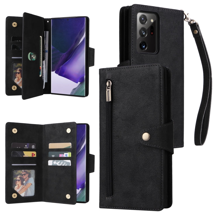 Rivet Buckle 9 Cards Three Fold Leather Phone Case, For Samsung Galaxy Note10 Lite, For Samsung Galaxy Note10+, For Samsung Galaxy Note20 Ultra, For Samsung Galaxy S8, For Samsung Galaxy S9, For Samsung Galaxy S9+, For Samsung Galaxy S10               ...