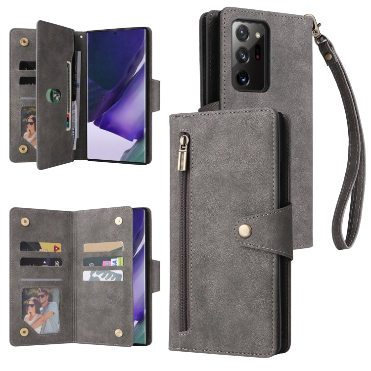 Rivet Buckle 9 Cards Three Fold Leather Phone Case, For Samsung Galaxy Note10 Lite, For Samsung Galaxy Note10+, For Samsung Galaxy Note20 Ultra, For Samsung Galaxy S8, For Samsung Galaxy S9, For Samsung Galaxy S9+, For Samsung Galaxy S10               ...