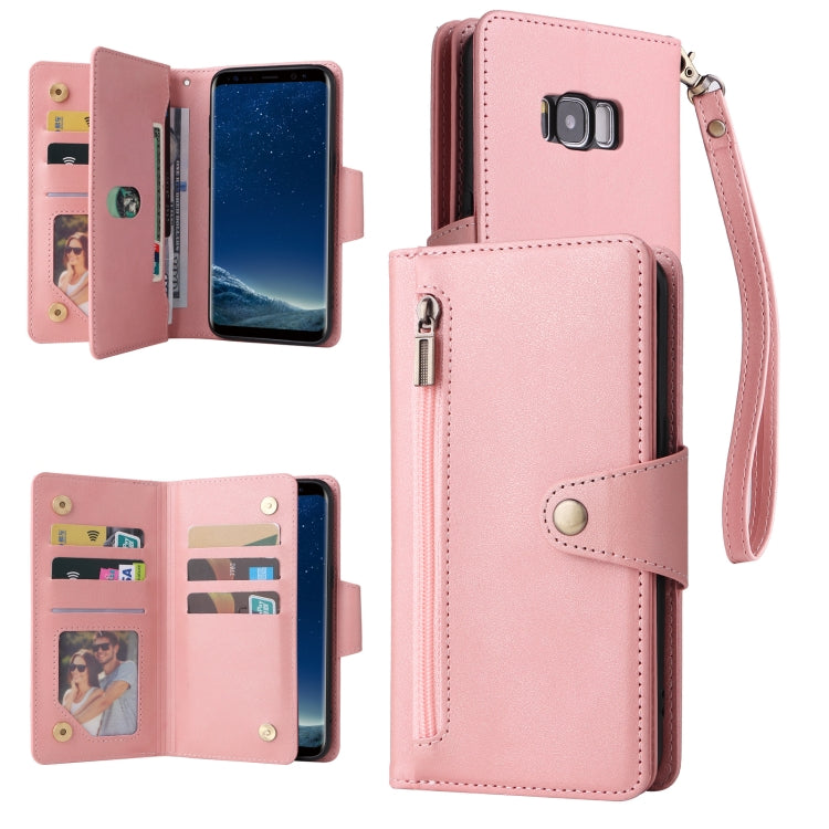 Rivet Buckle 9 Cards Three Fold Leather Phone Case, For Samsung Galaxy Note10 Lite, For Samsung Galaxy Note10+, For Samsung Galaxy Note20 Ultra, For Samsung Galaxy S8, For Samsung Galaxy S9, For Samsung Galaxy S9+, For Samsung Galaxy S10               ...