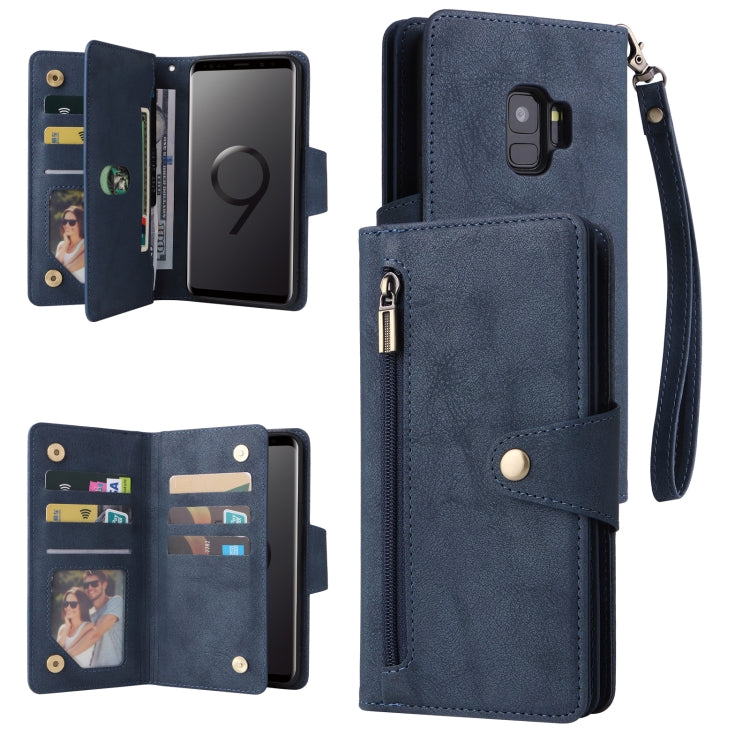 Rivet Buckle 9 Cards Three Fold Leather Phone Case, For Samsung Galaxy Note10 Lite, For Samsung Galaxy Note10+, For Samsung Galaxy Note20 Ultra, For Samsung Galaxy S8, For Samsung Galaxy S9, For Samsung Galaxy S9+, For Samsung Galaxy S10               ...