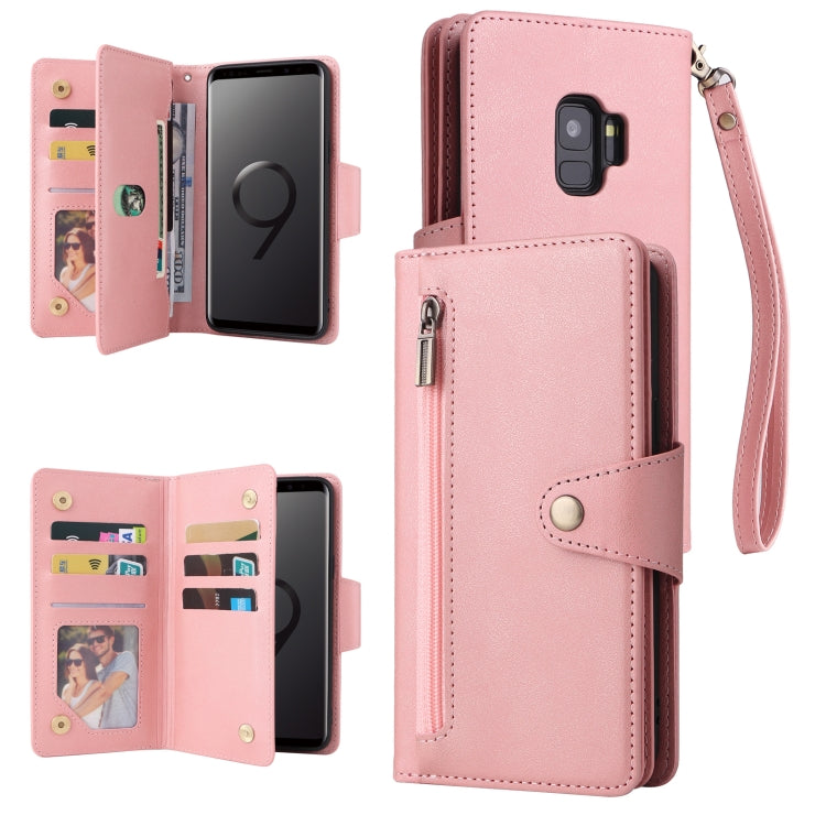 Rivet Buckle 9 Cards Three Fold Leather Phone Case, For Samsung Galaxy Note10 Lite, For Samsung Galaxy Note10+, For Samsung Galaxy Note20 Ultra, For Samsung Galaxy S8, For Samsung Galaxy S9, For Samsung Galaxy S9+, For Samsung Galaxy S10               ...