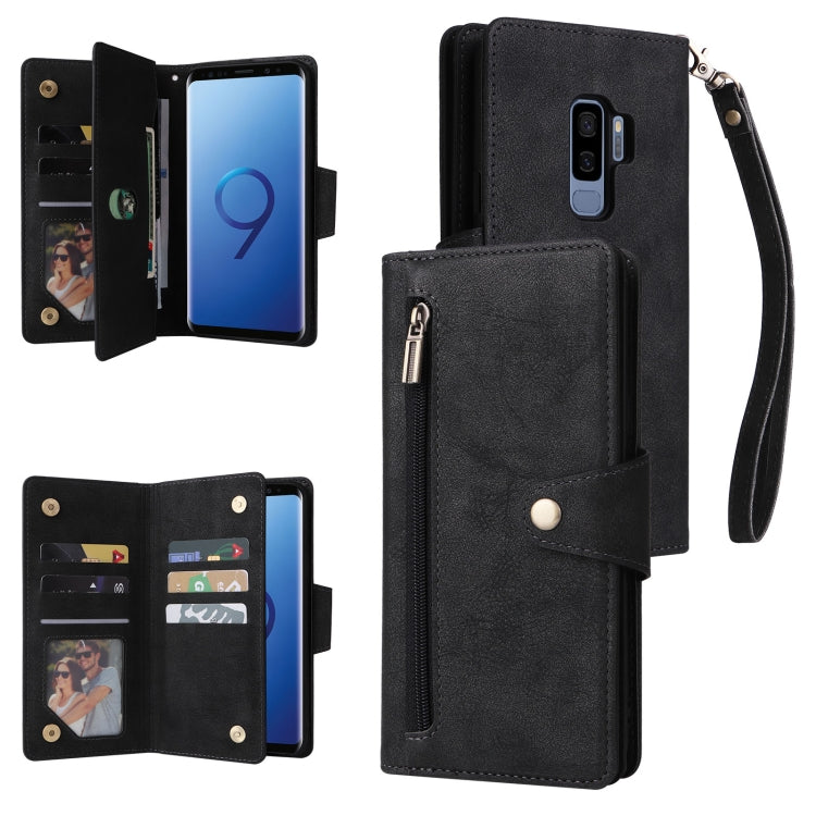 Rivet Buckle 9 Cards Three Fold Leather Phone Case, For Samsung Galaxy Note10 Lite, For Samsung Galaxy Note10+, For Samsung Galaxy Note20 Ultra, For Samsung Galaxy S8, For Samsung Galaxy S9, For Samsung Galaxy S9+, For Samsung Galaxy S10               ...