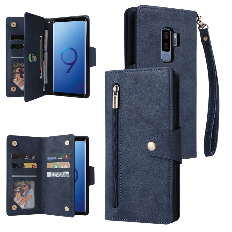 Rivet Buckle 9 Cards Three Fold Leather Phone Case, For Samsung Galaxy Note10 Lite, For Samsung Galaxy Note10+, For Samsung Galaxy Note20 Ultra, For Samsung Galaxy S8, For Samsung Galaxy S9, For Samsung Galaxy S9+, For Samsung Galaxy S10               ...