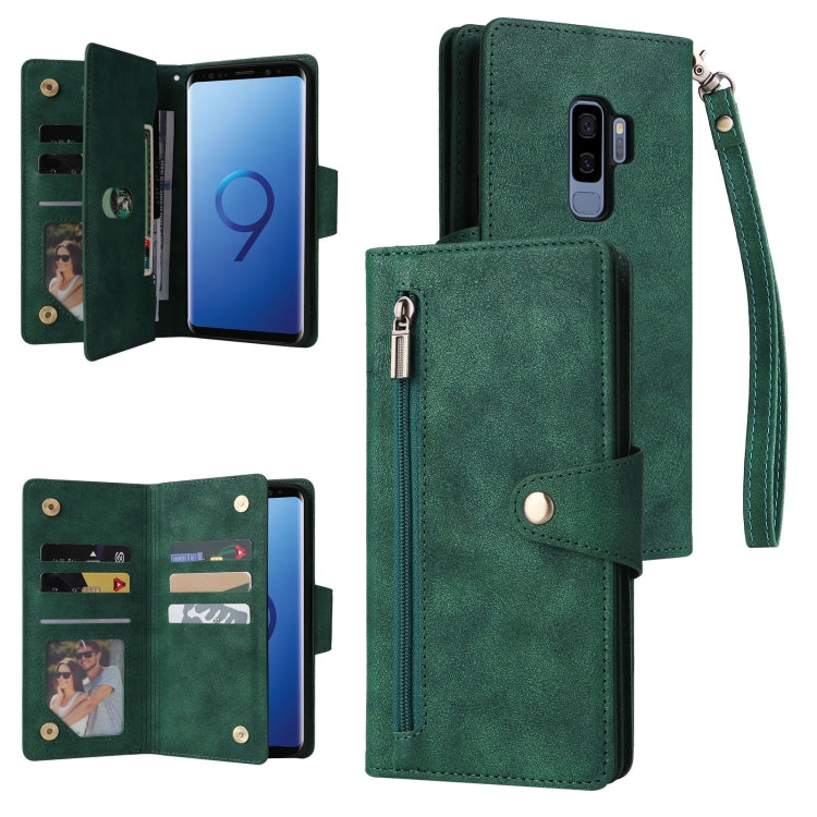 Rivet Buckle 9 Cards Three Fold Leather Phone Case, For Samsung Galaxy Note10 Lite, For Samsung Galaxy Note10+, For Samsung Galaxy Note20 Ultra, For Samsung Galaxy S8, For Samsung Galaxy S9, For Samsung Galaxy S9+, For Samsung Galaxy S10               ...