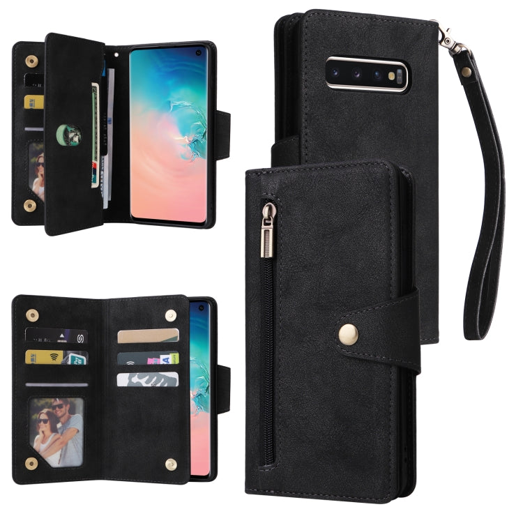 Rivet Buckle 9 Cards Three Fold Leather Phone Case, For Samsung Galaxy Note10 Lite, For Samsung Galaxy Note10+, For Samsung Galaxy Note20 Ultra, For Samsung Galaxy S8, For Samsung Galaxy S9, For Samsung Galaxy S9+, For Samsung Galaxy S10               ...