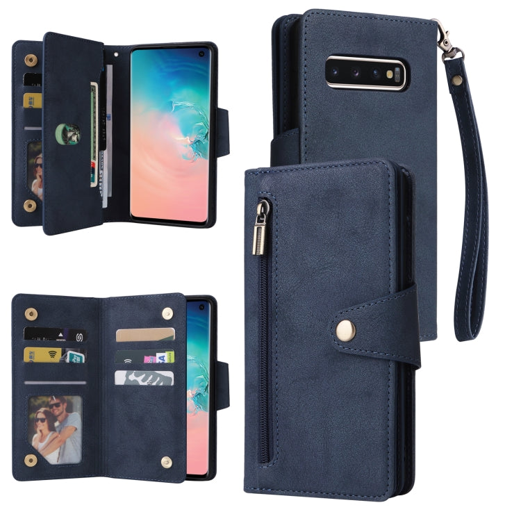 Rivet Buckle 9 Cards Three Fold Leather Phone Case, For Samsung Galaxy Note10 Lite, For Samsung Galaxy Note10+, For Samsung Galaxy Note20 Ultra, For Samsung Galaxy S8, For Samsung Galaxy S9, For Samsung Galaxy S9+, For Samsung Galaxy S10               ...