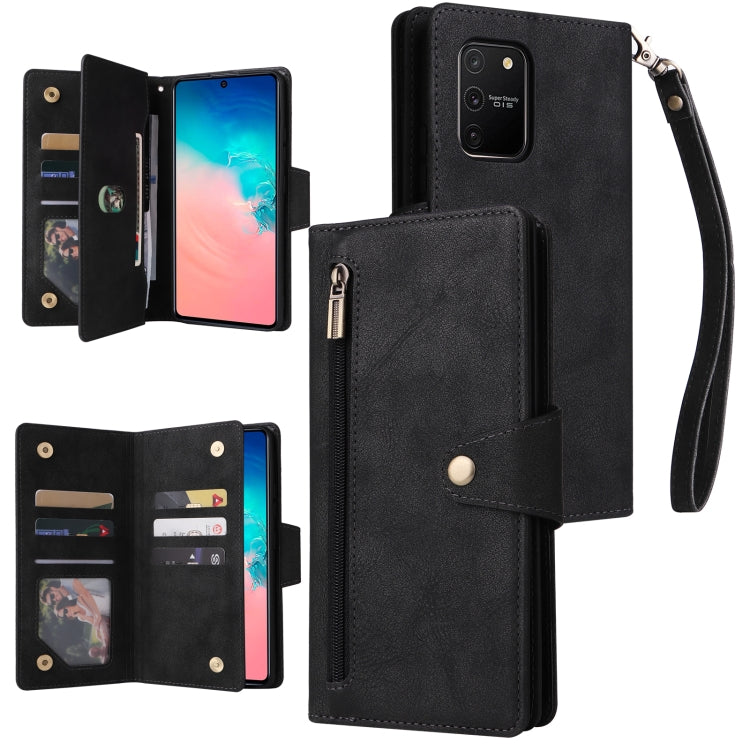 Rivet Buckle 9 Cards Three Fold Leather Phone Case, For Samsung Galaxy Note10 Lite, For Samsung Galaxy Note10+, For Samsung Galaxy Note20 Ultra, For Samsung Galaxy S8, For Samsung Galaxy S9, For Samsung Galaxy S9+, For Samsung Galaxy S10               ...