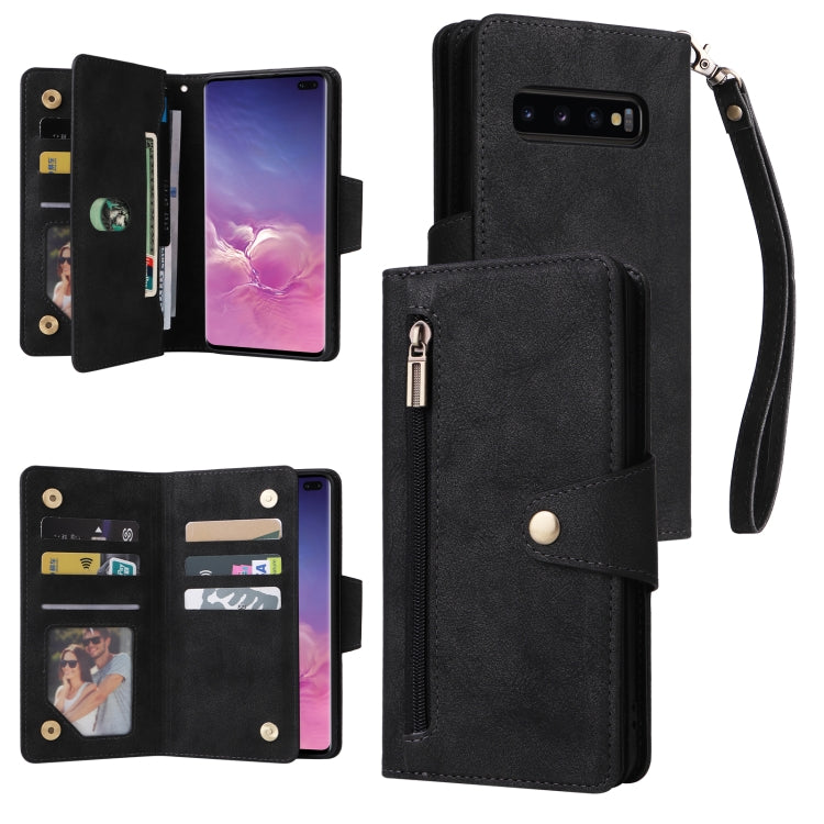 Rivet Buckle 9 Cards Three Fold Leather Phone Case, For Samsung Galaxy Note10 Lite, For Samsung Galaxy Note10+, For Samsung Galaxy Note20 Ultra, For Samsung Galaxy S8, For Samsung Galaxy S9, For Samsung Galaxy S9+, For Samsung Galaxy S10               ...