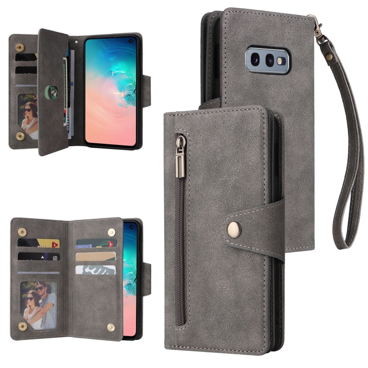 Rivet Buckle 9 Cards Three Fold Leather Phone Case, For Samsung Galaxy S10e, For Samsung Galaxy S20, For Samsung Galaxy S20 FE 5G, For Samsung Galaxy S20+, For Samsung Galaxy S21 5G, For Samsung Galaxy S21 FE 5G, For Samsung Galaxy S21+                ...