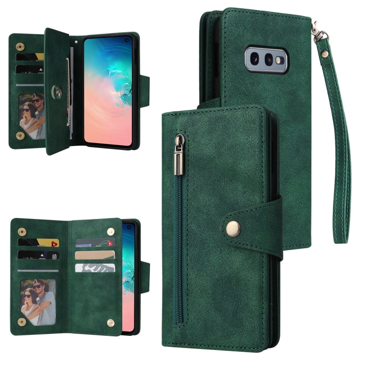 Rivet Buckle 9 Cards Three Fold Leather Phone Case, For Samsung Galaxy S10e, For Samsung Galaxy S20, For Samsung Galaxy S20 FE 5G, For Samsung Galaxy S20+, For Samsung Galaxy S21 5G, For Samsung Galaxy S21 FE 5G, For Samsung Galaxy S21+                ...