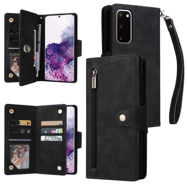 Rivet Buckle 9 Cards Three Fold Leather Phone Case, For Samsung Galaxy S10e, For Samsung Galaxy S20, For Samsung Galaxy S20 FE 5G, For Samsung Galaxy S20+, For Samsung Galaxy S21 5G, For Samsung Galaxy S21 FE 5G, For Samsung Galaxy S21+                ...