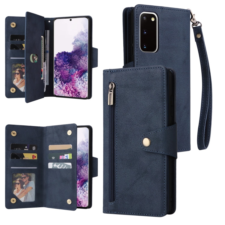 Rivet Buckle 9 Cards Three Fold Leather Phone Case, For Samsung Galaxy S10e, For Samsung Galaxy S20, For Samsung Galaxy S20 FE 5G, For Samsung Galaxy S20+, For Samsung Galaxy S21 5G, For Samsung Galaxy S21 FE 5G, For Samsung Galaxy S21+                ...