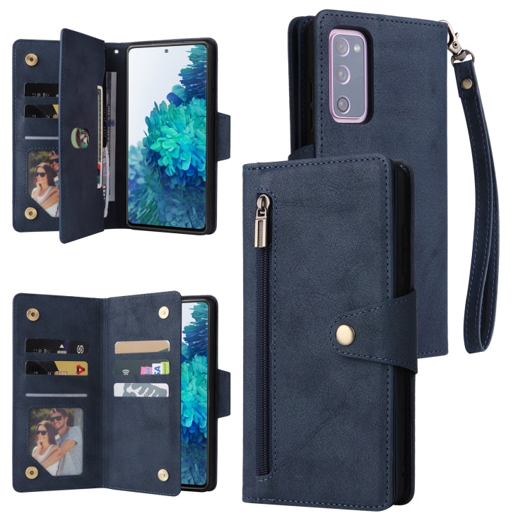 Rivet Buckle 9 Cards Three Fold Leather Phone Case, For Samsung Galaxy S10e, For Samsung Galaxy S20, For Samsung Galaxy S20 FE 5G, For Samsung Galaxy S20+, For Samsung Galaxy S21 5G, For Samsung Galaxy S21 FE 5G, For Samsung Galaxy S21+                ...