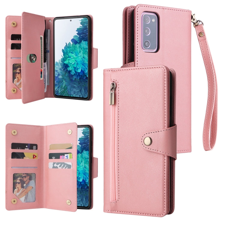 Rivet Buckle 9 Cards Three Fold Leather Phone Case, For Samsung Galaxy S10e, For Samsung Galaxy S20, For Samsung Galaxy S20 FE 5G, For Samsung Galaxy S20+, For Samsung Galaxy S21 5G, For Samsung Galaxy S21 FE 5G, For Samsung Galaxy S21+                ...