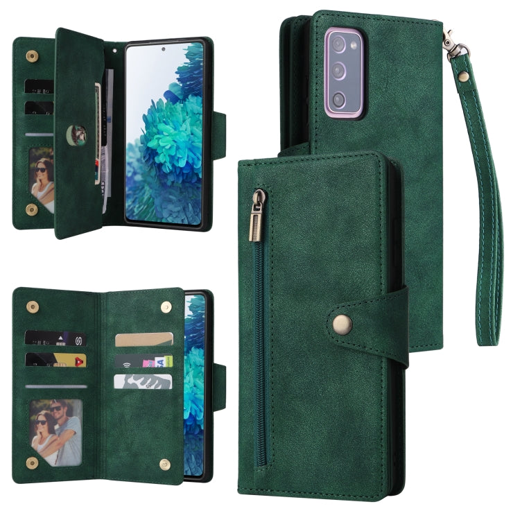 Rivet Buckle 9 Cards Three Fold Leather Phone Case, For Samsung Galaxy S10e, For Samsung Galaxy S20, For Samsung Galaxy S20 FE 5G, For Samsung Galaxy S20+, For Samsung Galaxy S21 5G, For Samsung Galaxy S21 FE 5G, For Samsung Galaxy S21+                ...