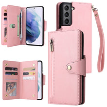 Load image into Gallery viewer, Rivet Buckle 9 Cards Three Fold Leather Phone Case, For Samsung Galaxy S10e, For Samsung Galaxy S20, For Samsung Galaxy S20 FE 5G, For Samsung Galaxy S20+, For Samsung Galaxy S21 5G, For Samsung Galaxy S21 FE 5G, For Samsung Galaxy S21+                ...