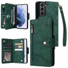 Load image into Gallery viewer, Rivet Buckle 9 Cards Three Fold Leather Phone Case, For Samsung Galaxy S10e, For Samsung Galaxy S20, For Samsung Galaxy S20 FE 5G, For Samsung Galaxy S20+, For Samsung Galaxy S21 5G, For Samsung Galaxy S21 FE 5G, For Samsung Galaxy S21+                ...
