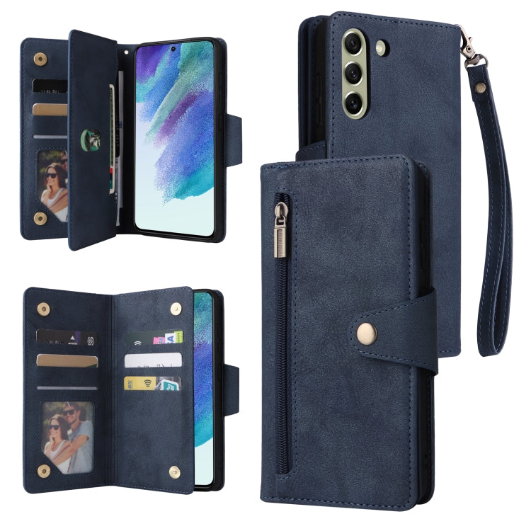 Rivet Buckle 9 Cards Three Fold Leather Phone Case, For Samsung Galaxy S10e, For Samsung Galaxy S20, For Samsung Galaxy S20 FE 5G, For Samsung Galaxy S20+, For Samsung Galaxy S21 5G, For Samsung Galaxy S21 FE 5G, For Samsung Galaxy S21+                ...