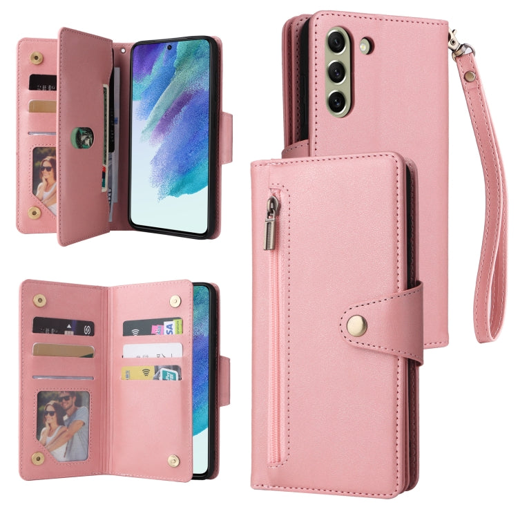 Rivet Buckle 9 Cards Three Fold Leather Phone Case, For Samsung Galaxy S10e, For Samsung Galaxy S20, For Samsung Galaxy S20 FE 5G, For Samsung Galaxy S20+, For Samsung Galaxy S21 5G, For Samsung Galaxy S21 FE 5G, For Samsung Galaxy S21+                ...