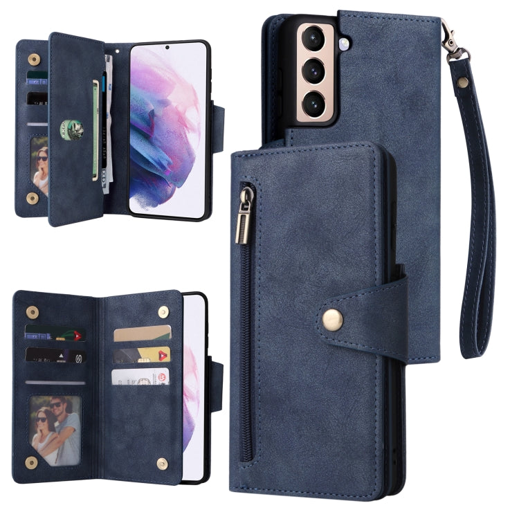 Rivet Buckle 9 Cards Three Fold Leather Phone Case, For Samsung Galaxy S10e, For Samsung Galaxy S20, For Samsung Galaxy S20 FE 5G, For Samsung Galaxy S20+, For Samsung Galaxy S21 5G, For Samsung Galaxy S21 FE 5G, For Samsung Galaxy S21+                ...