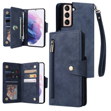 Load image into Gallery viewer, Rivet Buckle 9 Cards Three Fold Leather Phone Case, For Samsung Galaxy S10e, For Samsung Galaxy S20, For Samsung Galaxy S20 FE 5G, For Samsung Galaxy S20+, For Samsung Galaxy S21 5G, For Samsung Galaxy S21 FE 5G, For Samsung Galaxy S21+                ...