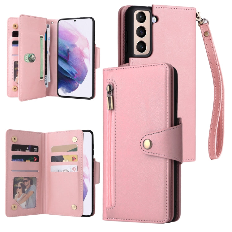 Rivet Buckle 9 Cards Three Fold Leather Phone Case, For Samsung Galaxy S10e, For Samsung Galaxy S20, For Samsung Galaxy S20 FE 5G, For Samsung Galaxy S20+, For Samsung Galaxy S21 5G, For Samsung Galaxy S21 FE 5G, For Samsung Galaxy S21+                ...
