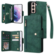 Load image into Gallery viewer, Rivet Buckle 9 Cards Three Fold Leather Phone Case, For Samsung Galaxy S10e, For Samsung Galaxy S20, For Samsung Galaxy S20 FE 5G, For Samsung Galaxy S20+, For Samsung Galaxy S21 5G, For Samsung Galaxy S21 FE 5G, For Samsung Galaxy S21+                ...