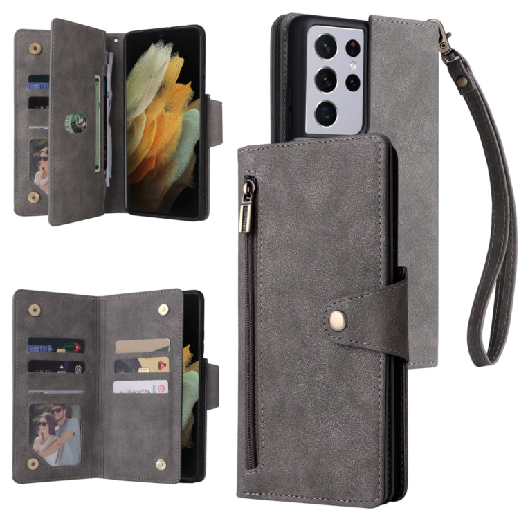 Rivet Buckle 9 Cards Three Fold Leather Phone Case, For Samsung Galaxy S10e, For Samsung Galaxy S20, For Samsung Galaxy S20 FE 5G, For Samsung Galaxy S20+, For Samsung Galaxy S21 5G, For Samsung Galaxy S21 FE 5G, For Samsung Galaxy S21+                ...