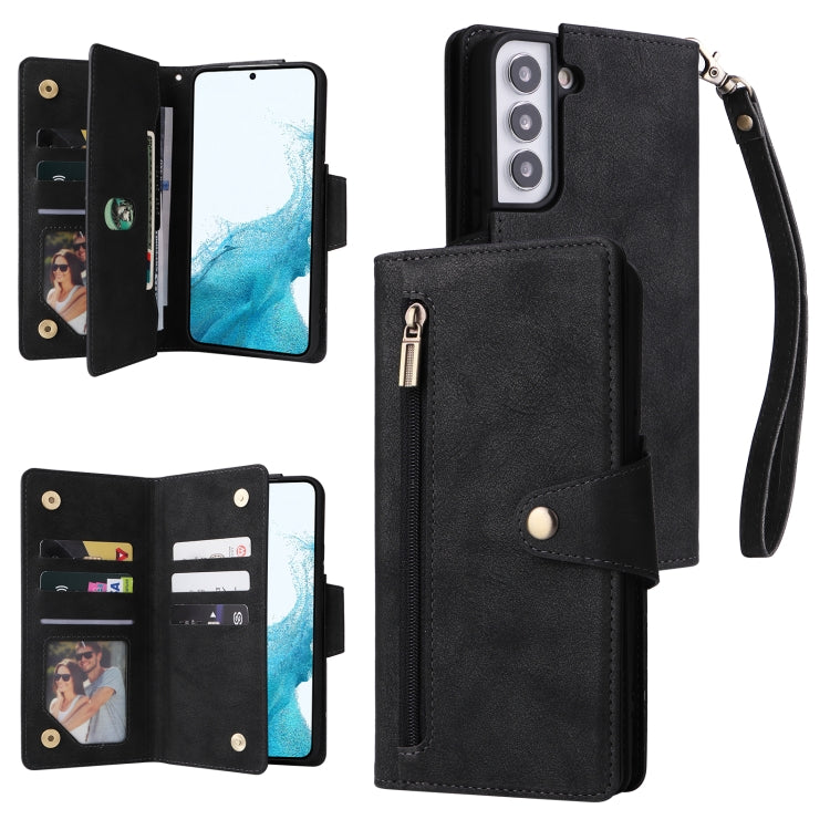 Rivet Buckle 9 Cards Three Fold Leather Phone Case, For Samsung Galaxy S10e, For Samsung Galaxy S20, For Samsung Galaxy S20 FE 5G, For Samsung Galaxy S20+, For Samsung Galaxy S21 5G, For Samsung Galaxy S21 FE 5G, For Samsung Galaxy S21+                ...
