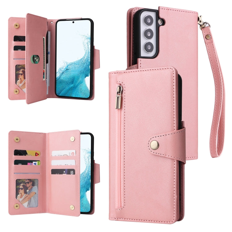 Rivet Buckle 9 Cards Three Fold Leather Phone Case, For Samsung Galaxy S10e, For Samsung Galaxy S20, For Samsung Galaxy S20 FE 5G, For Samsung Galaxy S20+, For Samsung Galaxy S21 5G, For Samsung Galaxy S21 FE 5G, For Samsung Galaxy S21+                ...