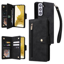 Load image into Gallery viewer, Rivet Buckle 9 Cards Three Fold Leather Phone Case, For Samsung Galaxy S22+, For Samsung Galaxy S22 Ultra 5G, For Samsung Galaxy A02, For Samsung Galaxy A03S 166mm, For Samsung Galaxy A10, For Samsung Galaxy A10s, For Samsung Galaxy A11 EU Version     ...
