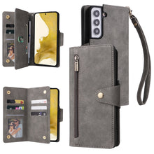 Load image into Gallery viewer, Rivet Buckle 9 Cards Three Fold Leather Phone Case, For Samsung Galaxy S22+, For Samsung Galaxy S22 Ultra 5G, For Samsung Galaxy A02, For Samsung Galaxy A03S 166mm, For Samsung Galaxy A10, For Samsung Galaxy A10s, For Samsung Galaxy A11 EU Version     ...