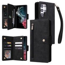 Load image into Gallery viewer, Rivet Buckle 9 Cards Three Fold Leather Phone Case, For Samsung Galaxy S22+, For Samsung Galaxy S22 Ultra 5G, For Samsung Galaxy A02, For Samsung Galaxy A03S 166mm, For Samsung Galaxy A10, For Samsung Galaxy A10s, For Samsung Galaxy A11 EU Version     ...