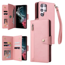 Load image into Gallery viewer, Rivet Buckle 9 Cards Three Fold Leather Phone Case, For Samsung Galaxy S22+, For Samsung Galaxy S22 Ultra 5G, For Samsung Galaxy A02, For Samsung Galaxy A03S 166mm, For Samsung Galaxy A10, For Samsung Galaxy A10s, For Samsung Galaxy A11 EU Version     ...