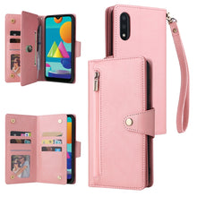 Load image into Gallery viewer, Rivet Buckle 9 Cards Three Fold Leather Phone Case, For Samsung Galaxy S22+, For Samsung Galaxy S22 Ultra 5G, For Samsung Galaxy A02, For Samsung Galaxy A03S 166mm, For Samsung Galaxy A10, For Samsung Galaxy A10s, For Samsung Galaxy A11 EU Version     ...