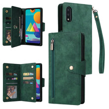 Load image into Gallery viewer, Rivet Buckle 9 Cards Three Fold Leather Phone Case, For Samsung Galaxy S22+, For Samsung Galaxy S22 Ultra 5G, For Samsung Galaxy A02, For Samsung Galaxy A03S 166mm, For Samsung Galaxy A10, For Samsung Galaxy A10s, For Samsung Galaxy A11 EU Version     ...