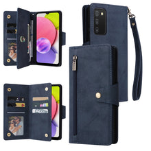 Load image into Gallery viewer, Rivet Buckle 9 Cards Three Fold Leather Phone Case, For Samsung Galaxy S22+, For Samsung Galaxy S22 Ultra 5G, For Samsung Galaxy A02, For Samsung Galaxy A03S 166mm, For Samsung Galaxy A10, For Samsung Galaxy A10s, For Samsung Galaxy A11 EU Version     ...